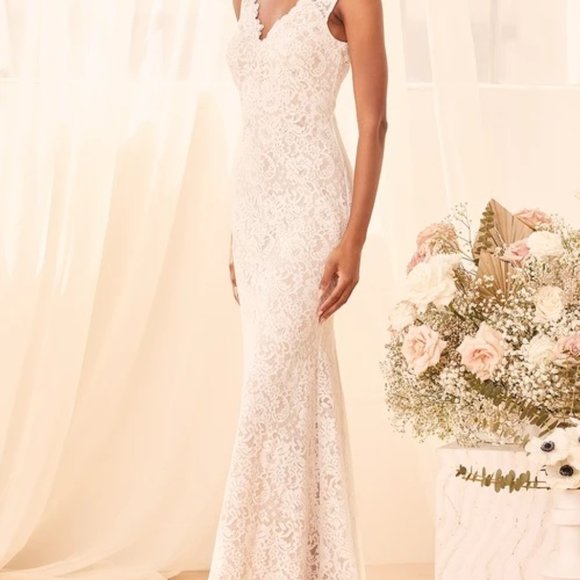 COPY - White Lace Sleeveless Mermaid Maxi Dress - Picture 5 of 7